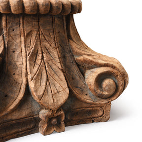Carved Capital Candlestick From Gujarat - Late 19th Century