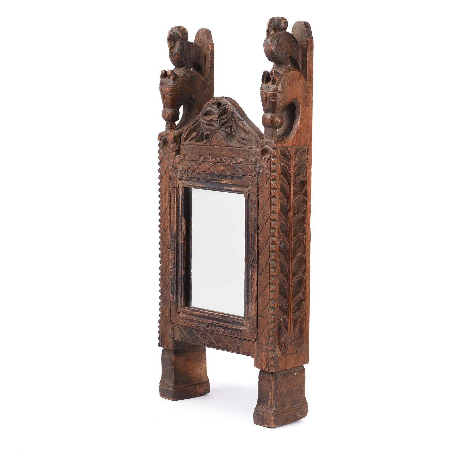 Old Teak Tribal Mirror From Banswara - Early 20thC