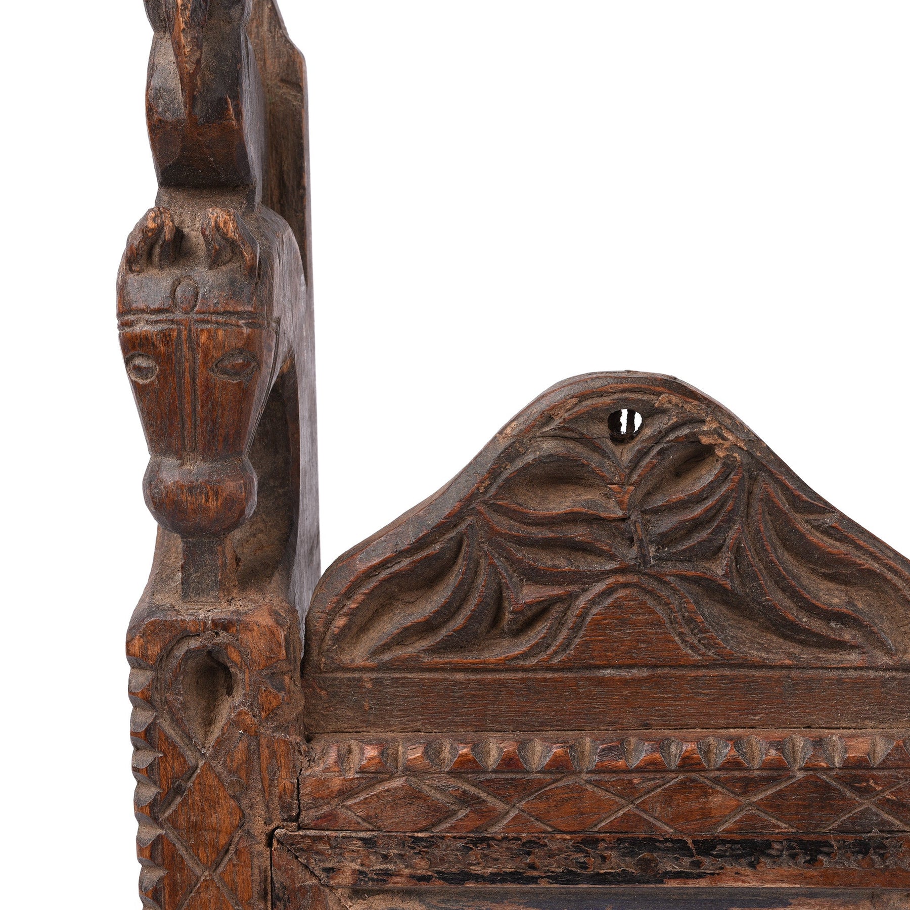 Old Teak Tribal Mirror From Banswara - Early 20thC