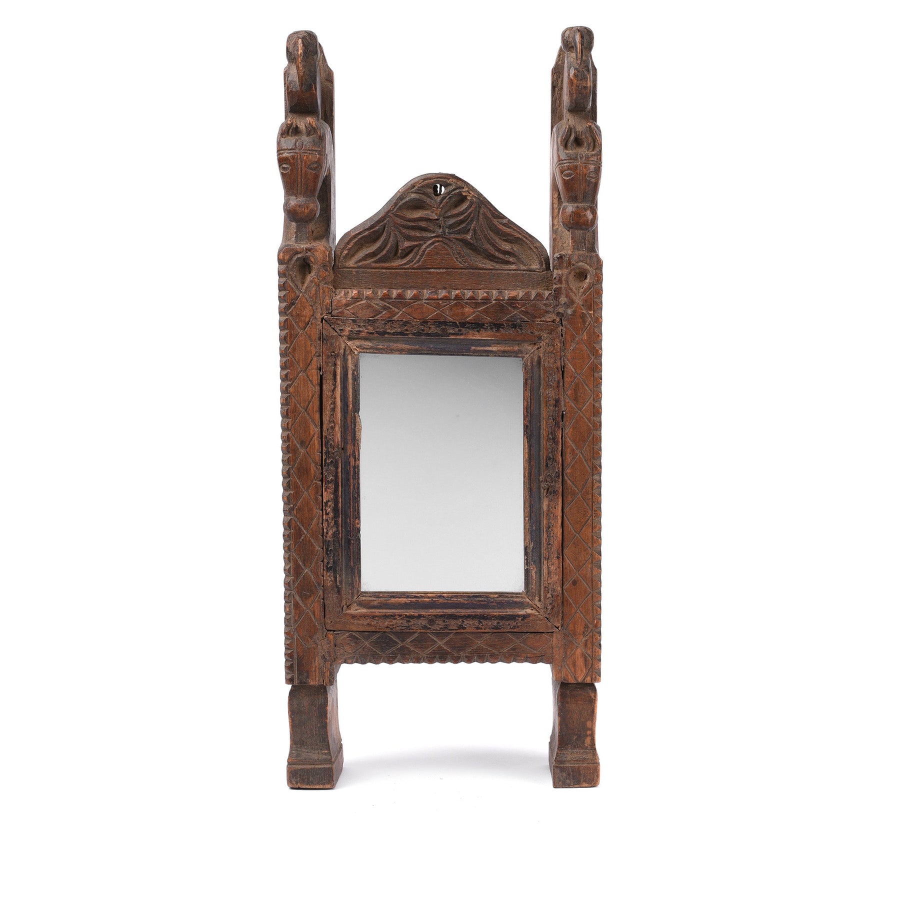 Old Teak Tribal Mirror From Banswara - Early 20thC