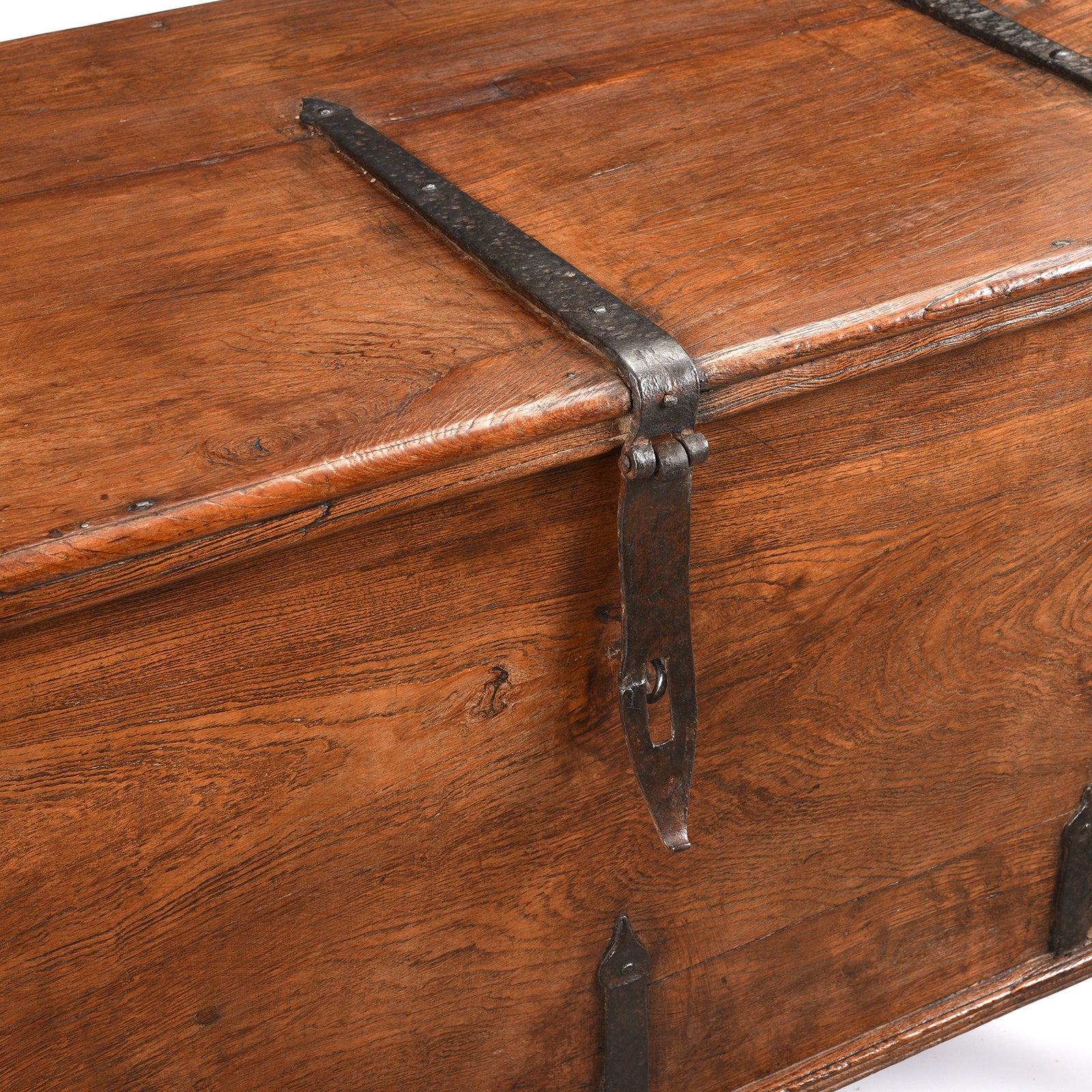 Iron Bound Teak Merchant Chest From Goa - 19th Century