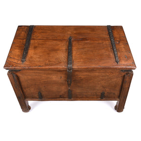 Iron Bound Teak Merchant Chest From Goa - 19th Century