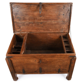 Iron Bound Teak Merchant Chest From Goa - 19th Century