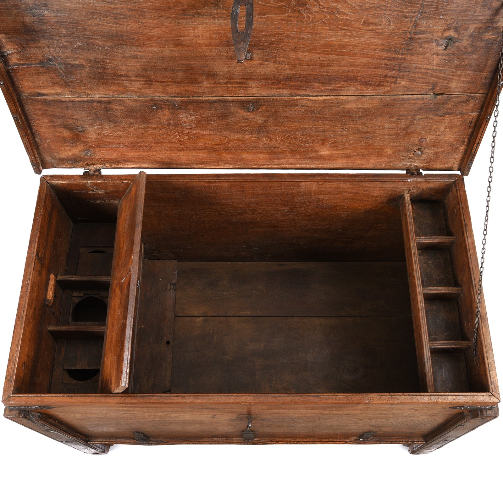 Iron Bound Teak Merchant Chest From Goa - 19th Century