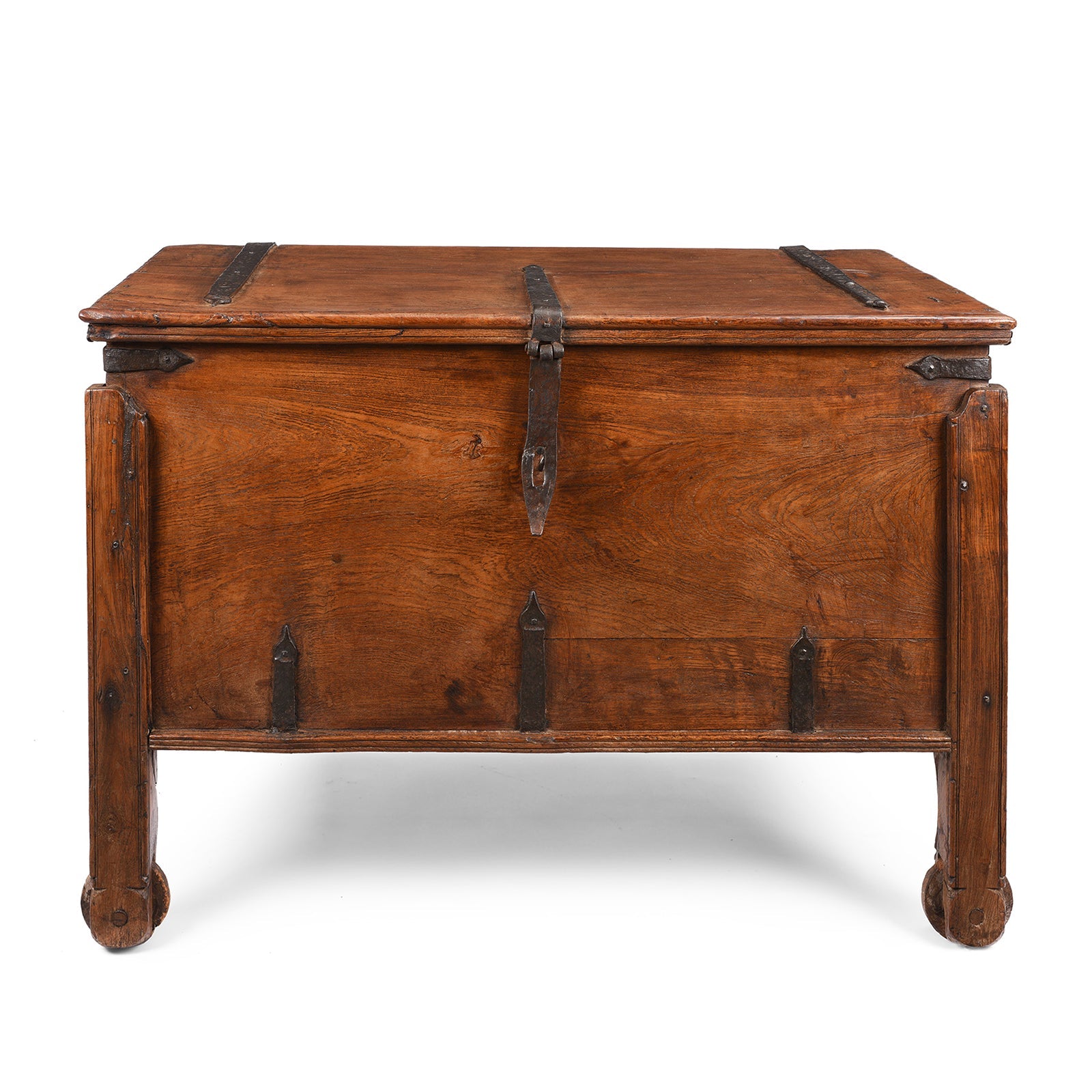 Iron Bound Teak Merchant Chest From Goa - 19th Century
