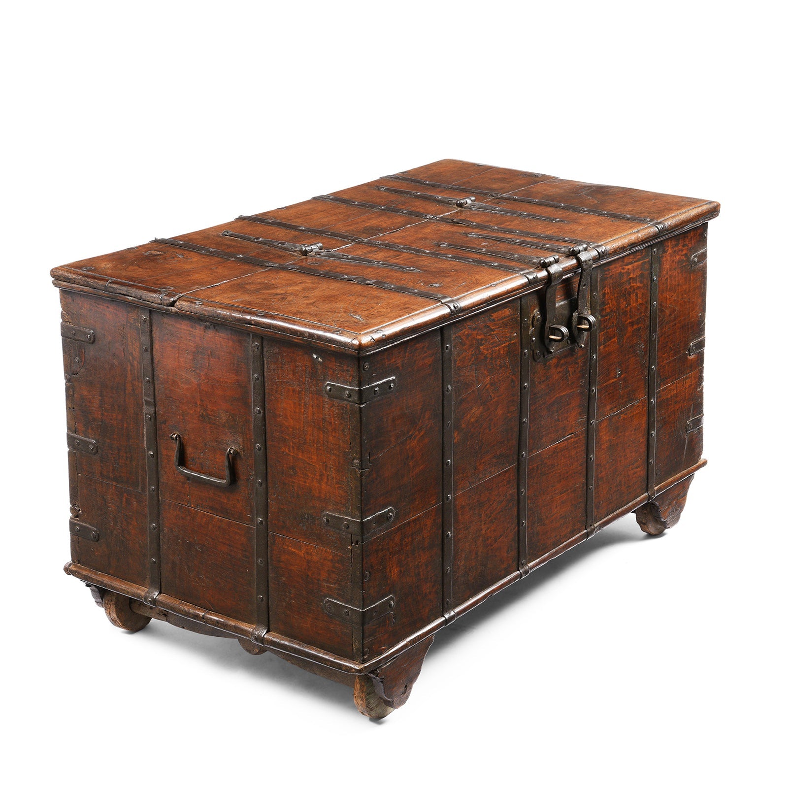 Iron Bound Teak Chest From Gujarat - 19th Century