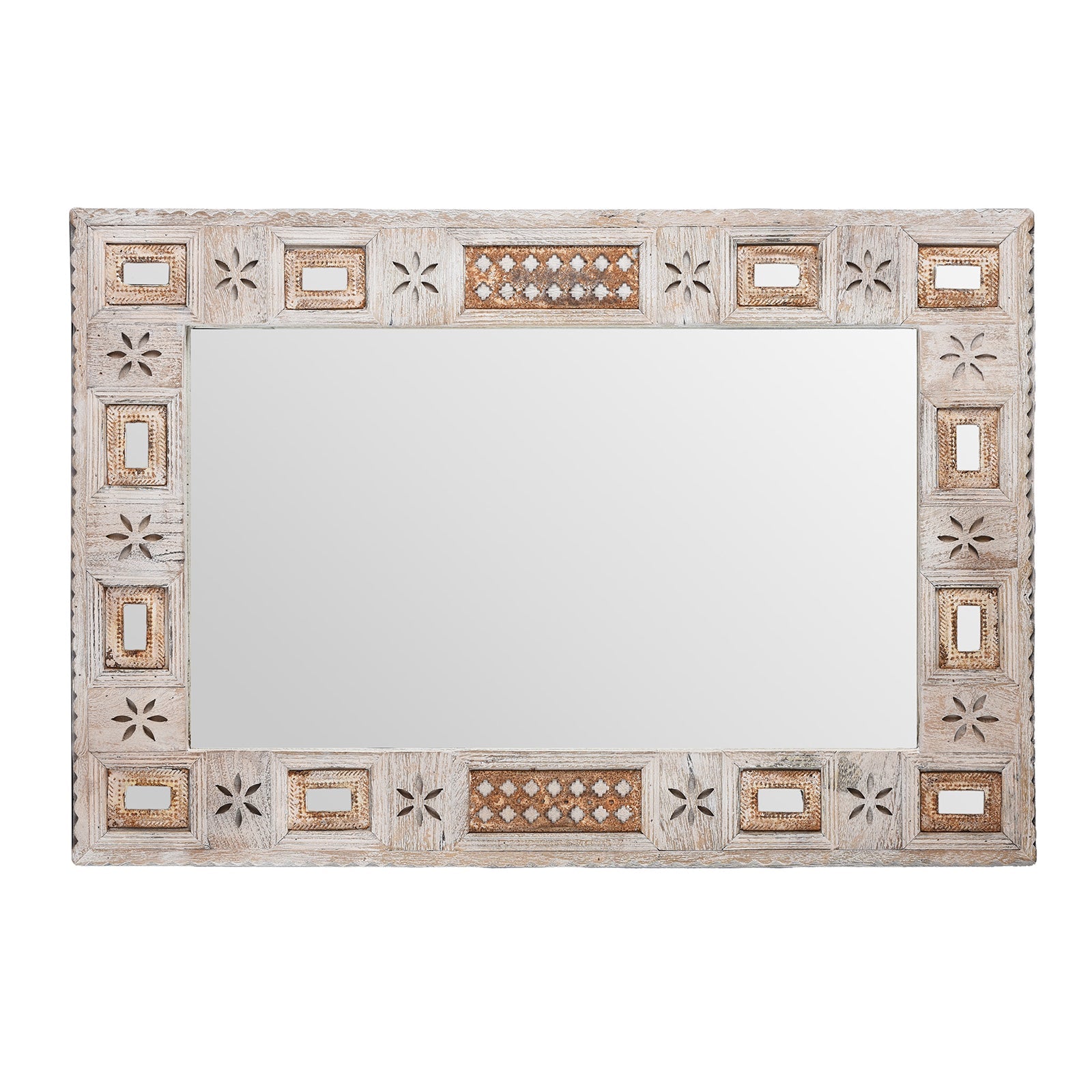 Indian Mango Wood Mirror - Kutchi Style