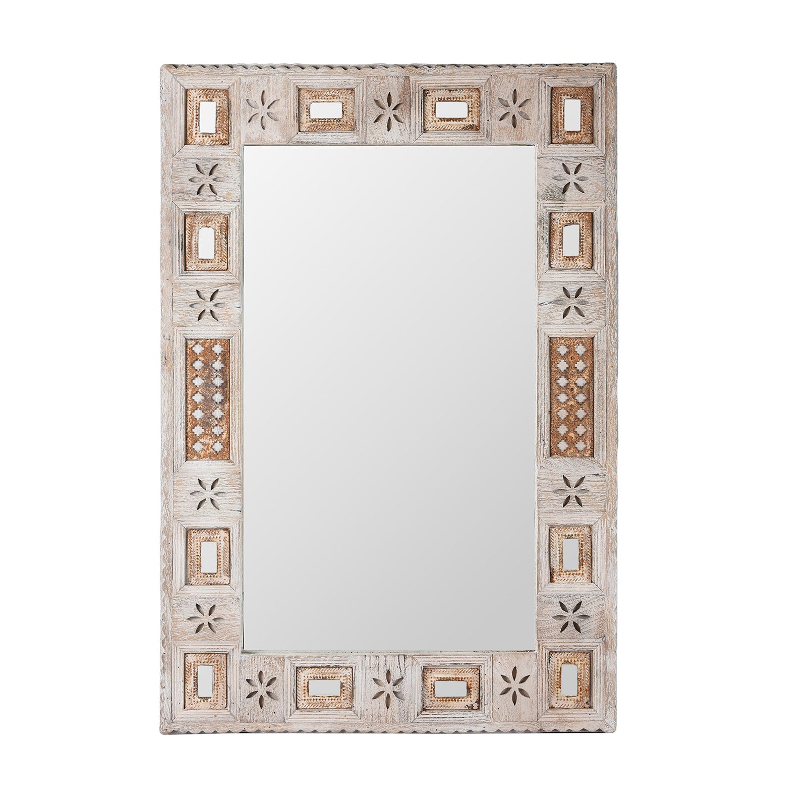 Indian Mango Wood Mirror - Kutchi Style