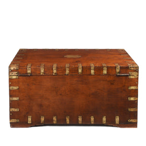 Brass Bound Teak Military Chest From Hyderabad -19th Century