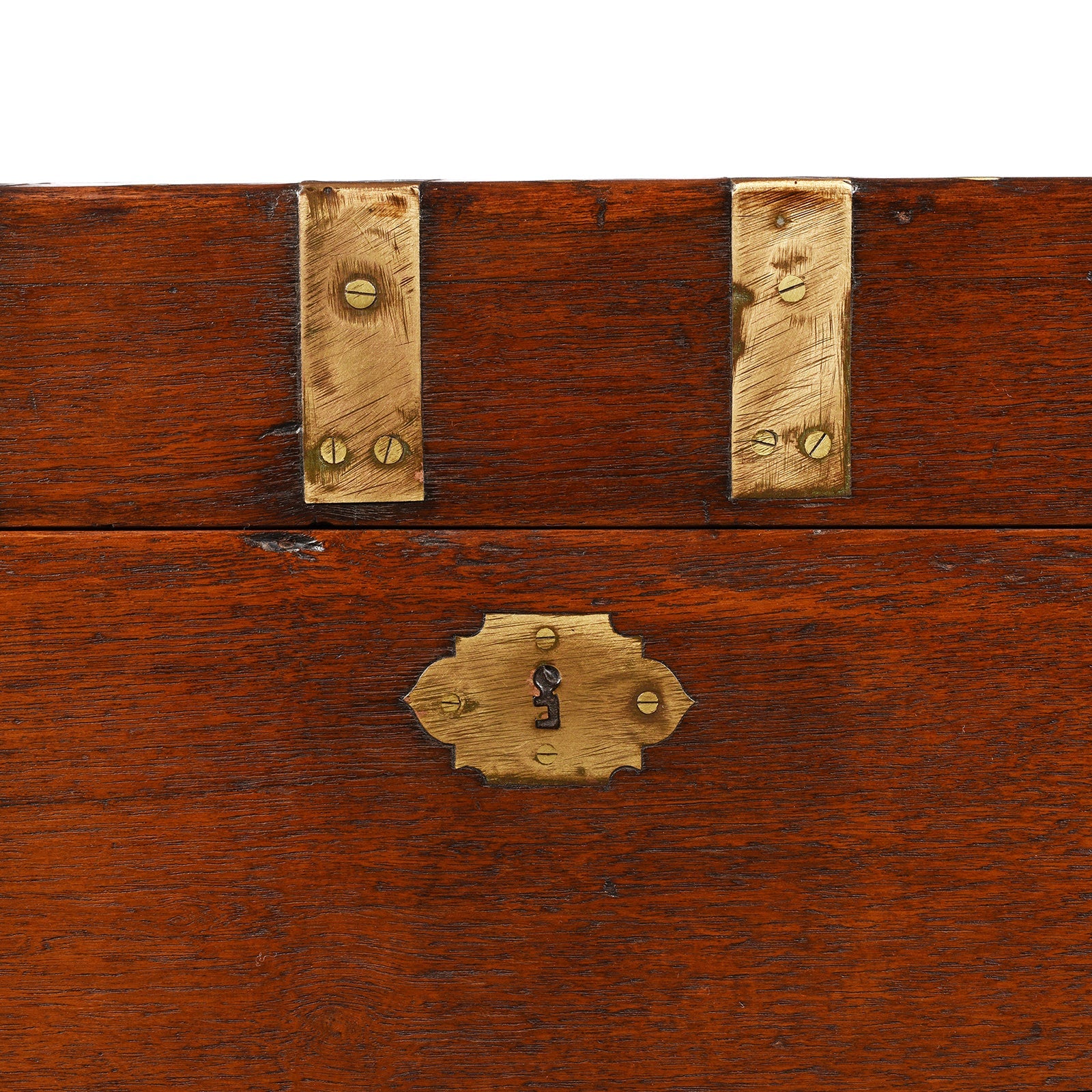 Brass Bound Teak Military Chest From Hyderabad -19th Century