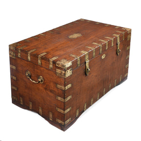 Brass Bound Teak Military Chest From Hyderabad -19th Century