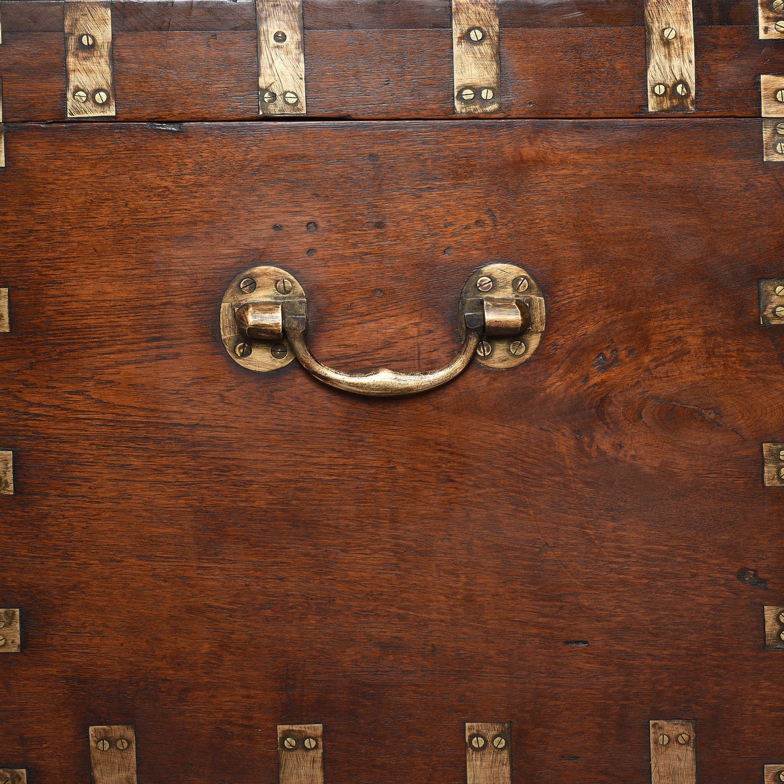 Brass Bound Teak Military Chest From Hyderabad -19th Century