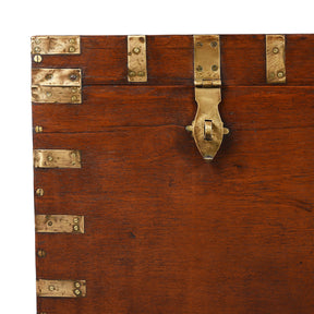 Brass Bound Teak Military Chest From Hyderabad -19th Century