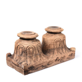 Double Capital Candlestick From Gujarat - 19thC