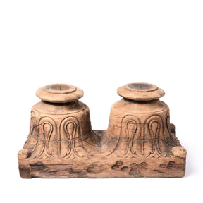 Double Capital Candlestick From Gujarat - 19thC