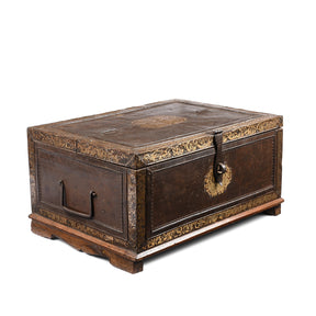 Brass & Iron Trousseau Box From Shekhawati - 19th Century