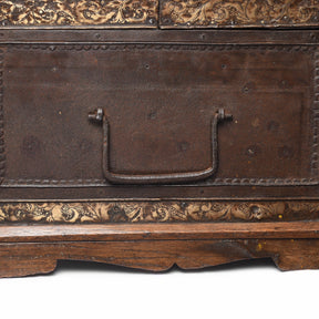 Brass & Iron Trousseau Box From Shekhawati - 19th Century