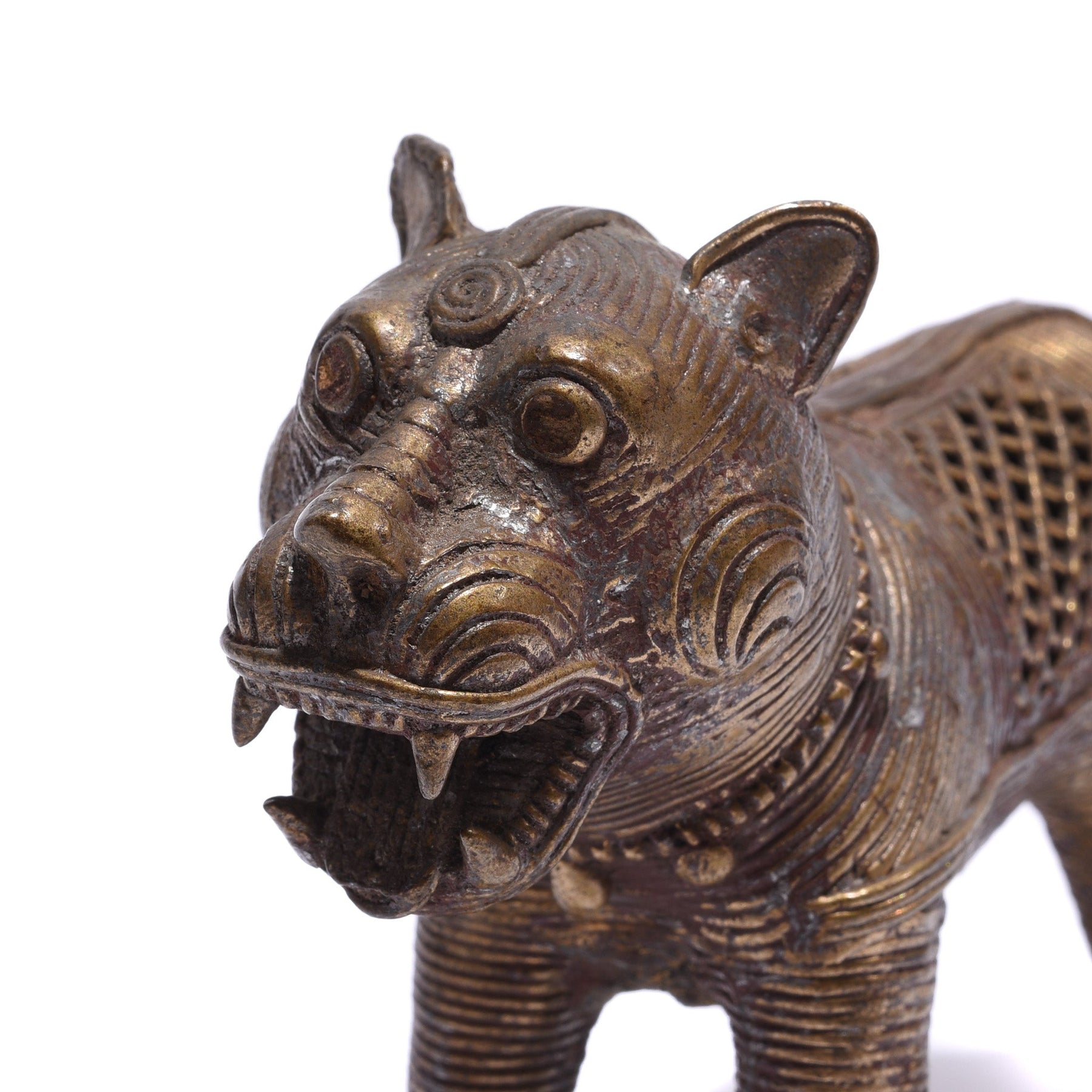 Brass Dhokra Work Tiger From Orissa - Ca 1920's