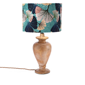 Blue Gingko Velvet Drum Shade