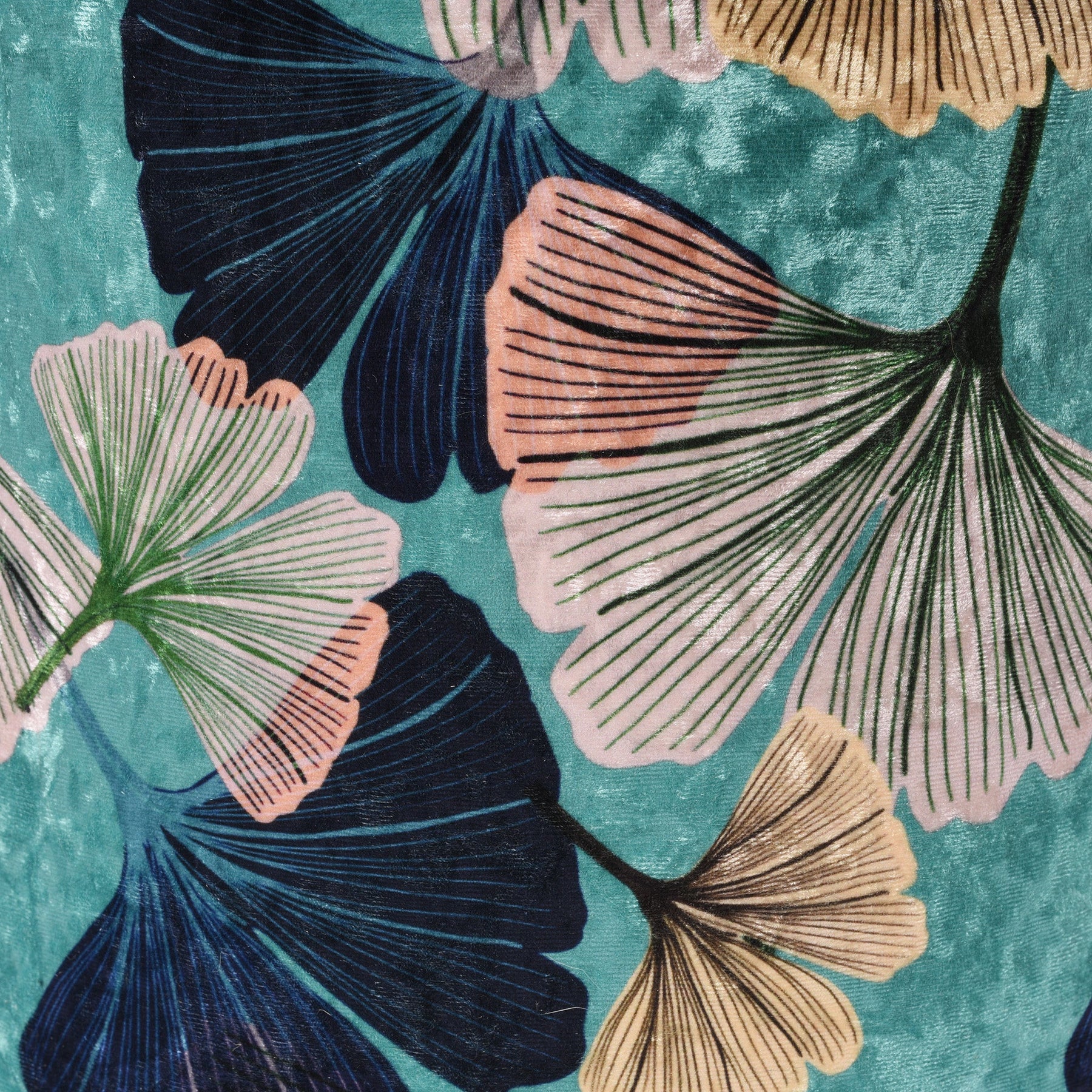 Blue Gingko Velvet Drum Shade