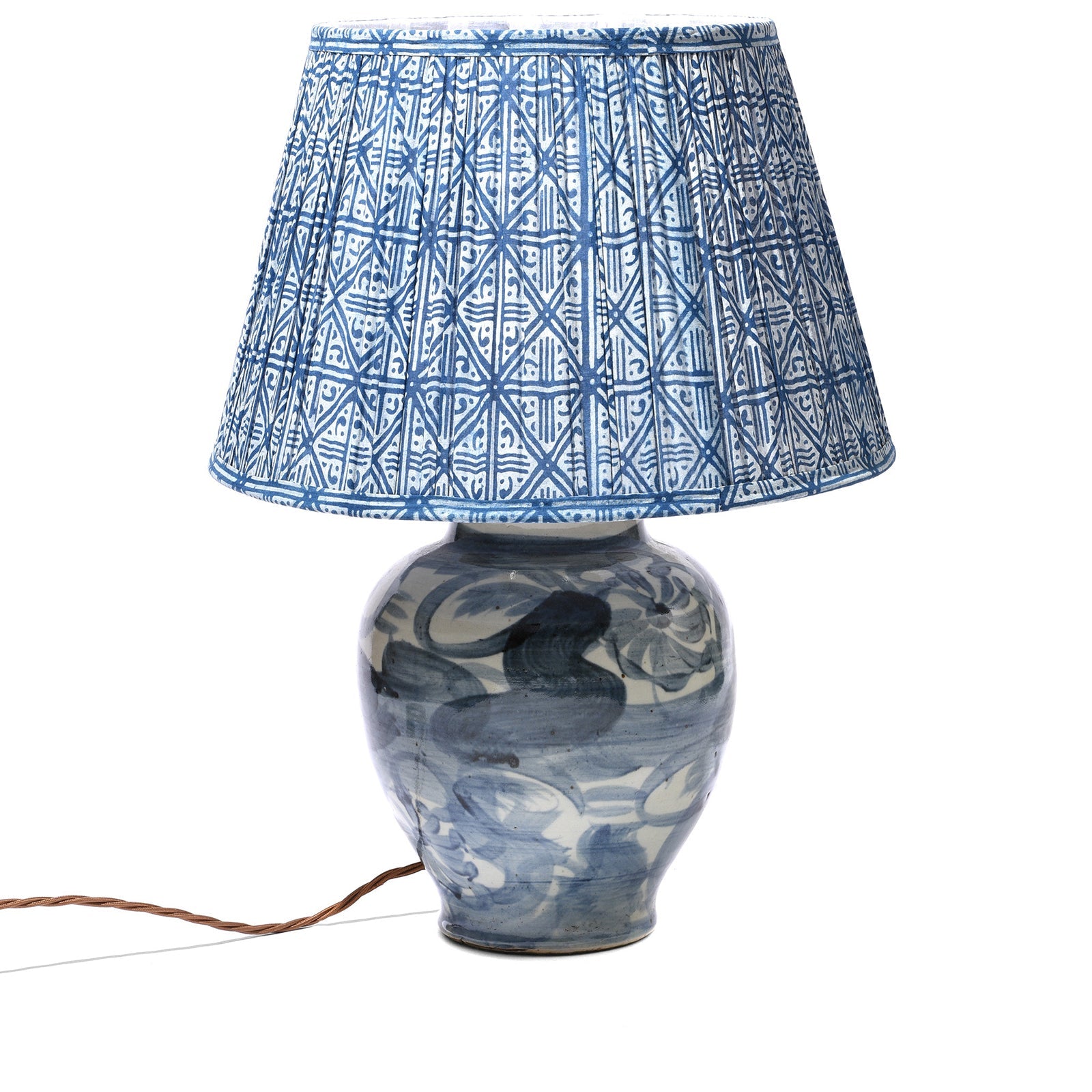Samarkand Indigo Grid Empire Lampshade - 40cm