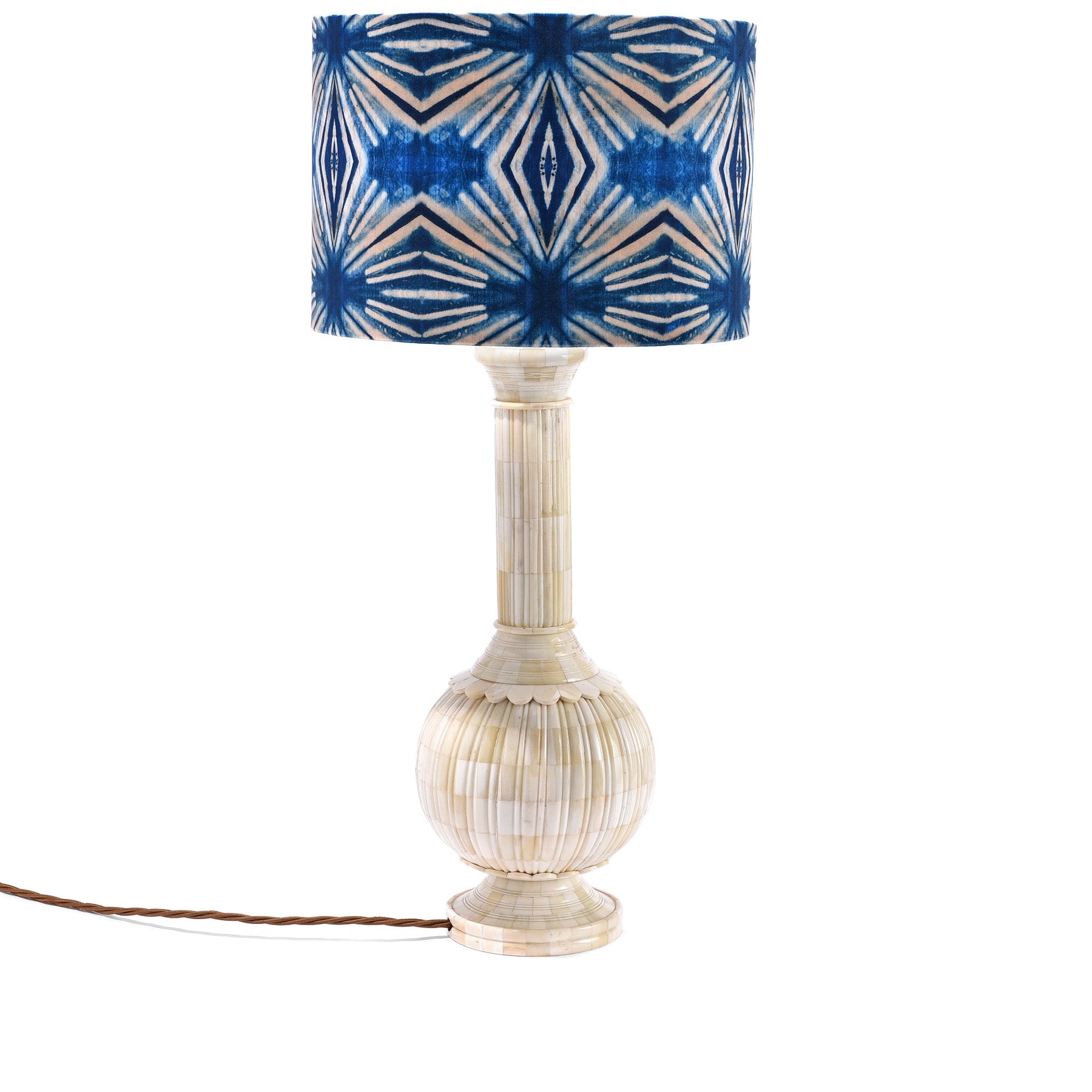Indigo Itajime Diamond Drum Lamp Shade
