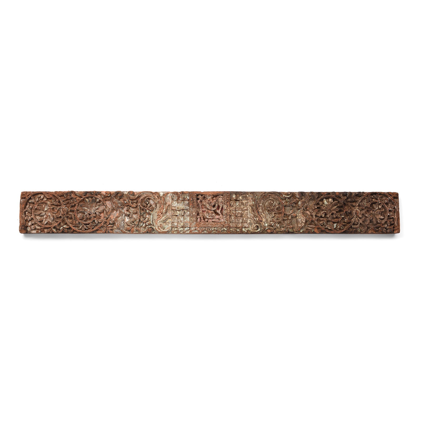 Carved Teak Lintel Panel From Kutch - 19th Century