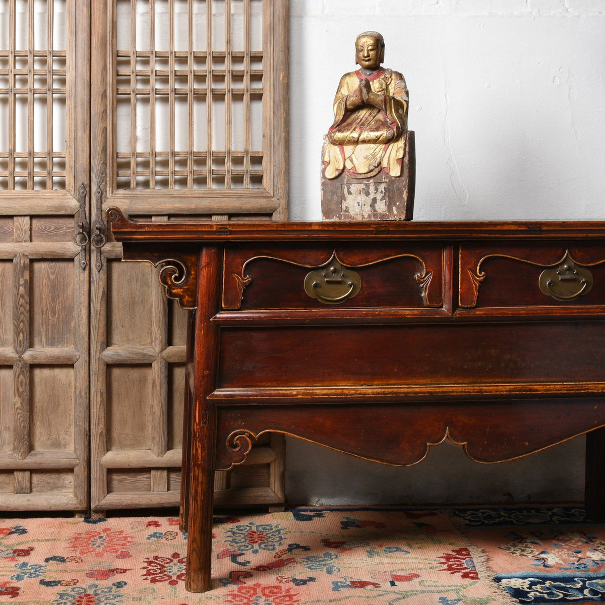 Bleached Chinese Lattice Screen From Shanxi - 19th Century