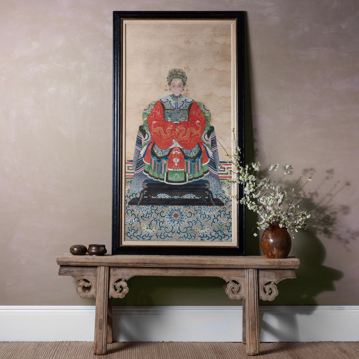 Ancestor Painting - Watercolour on Paper - 19th Century