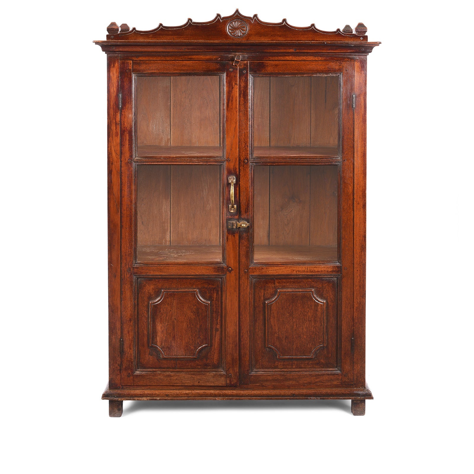 Glazed Teak Anglo Indian Book Cabinet - Ca 1910