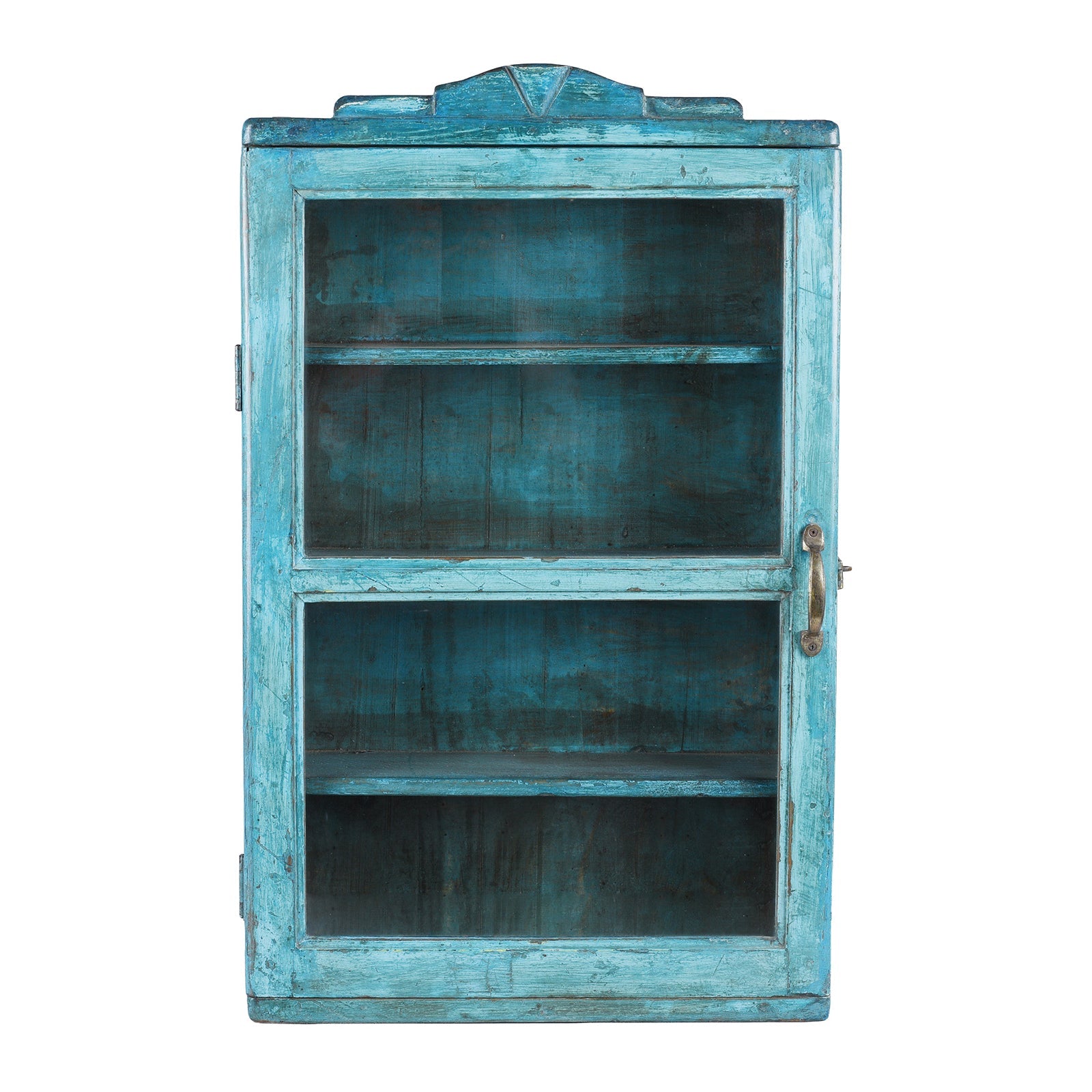 Blue Painted Glazed Teak Wall Cabinet - 1940