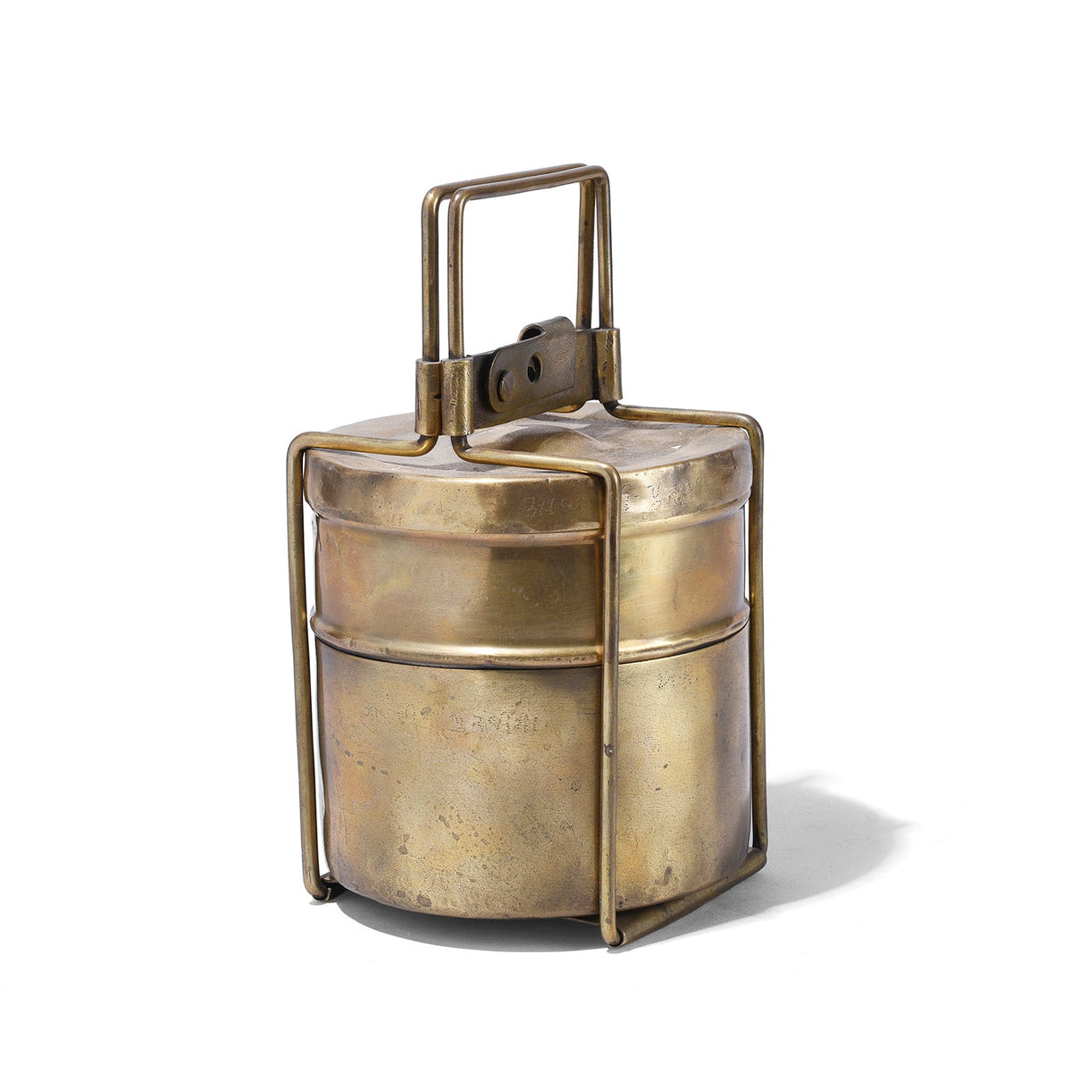 2 Tier Indian Vintage Brass Tiffin Box Set - Ca 1930