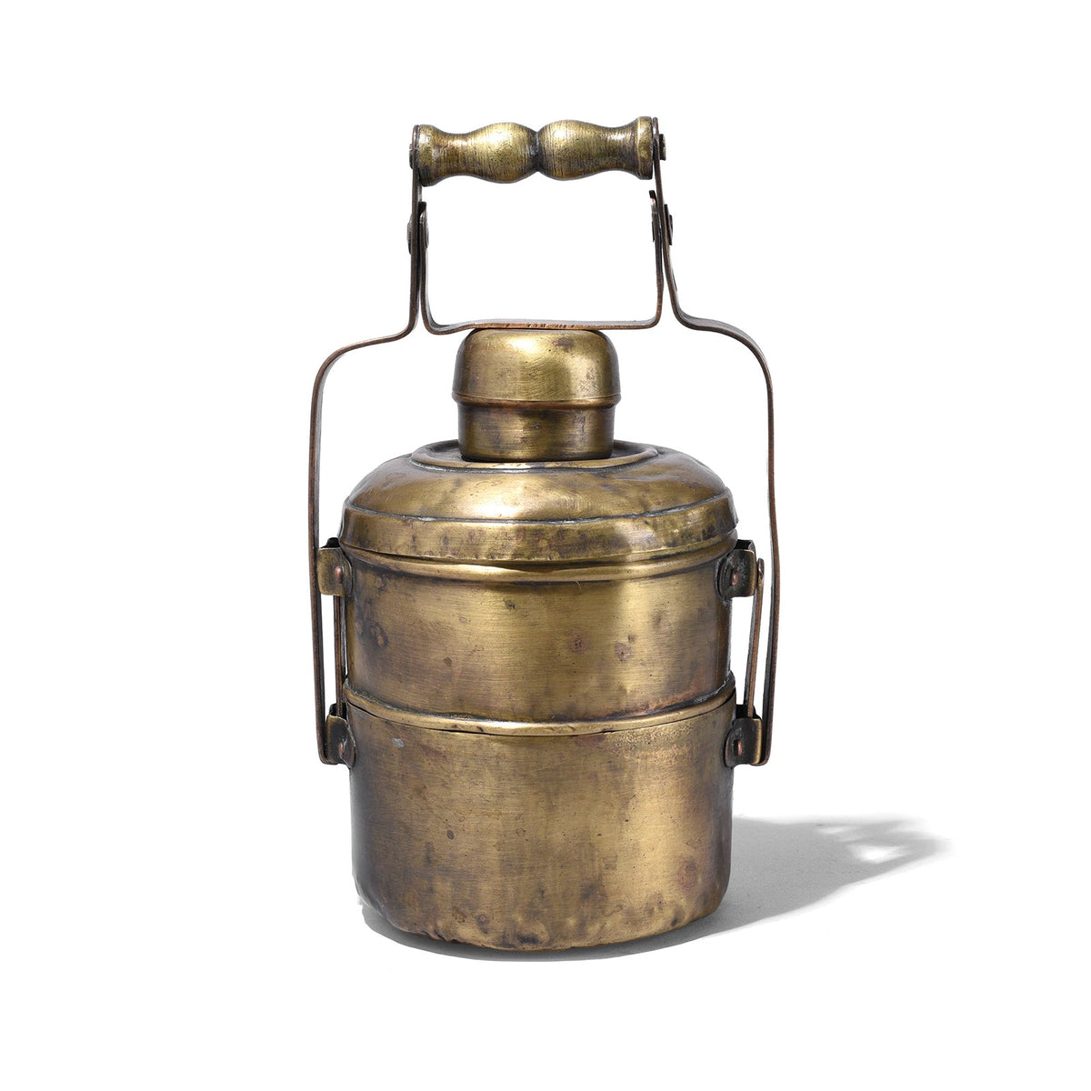 2 Tier Indian Vintage Brass Tiffin Box Set - Ca 1930