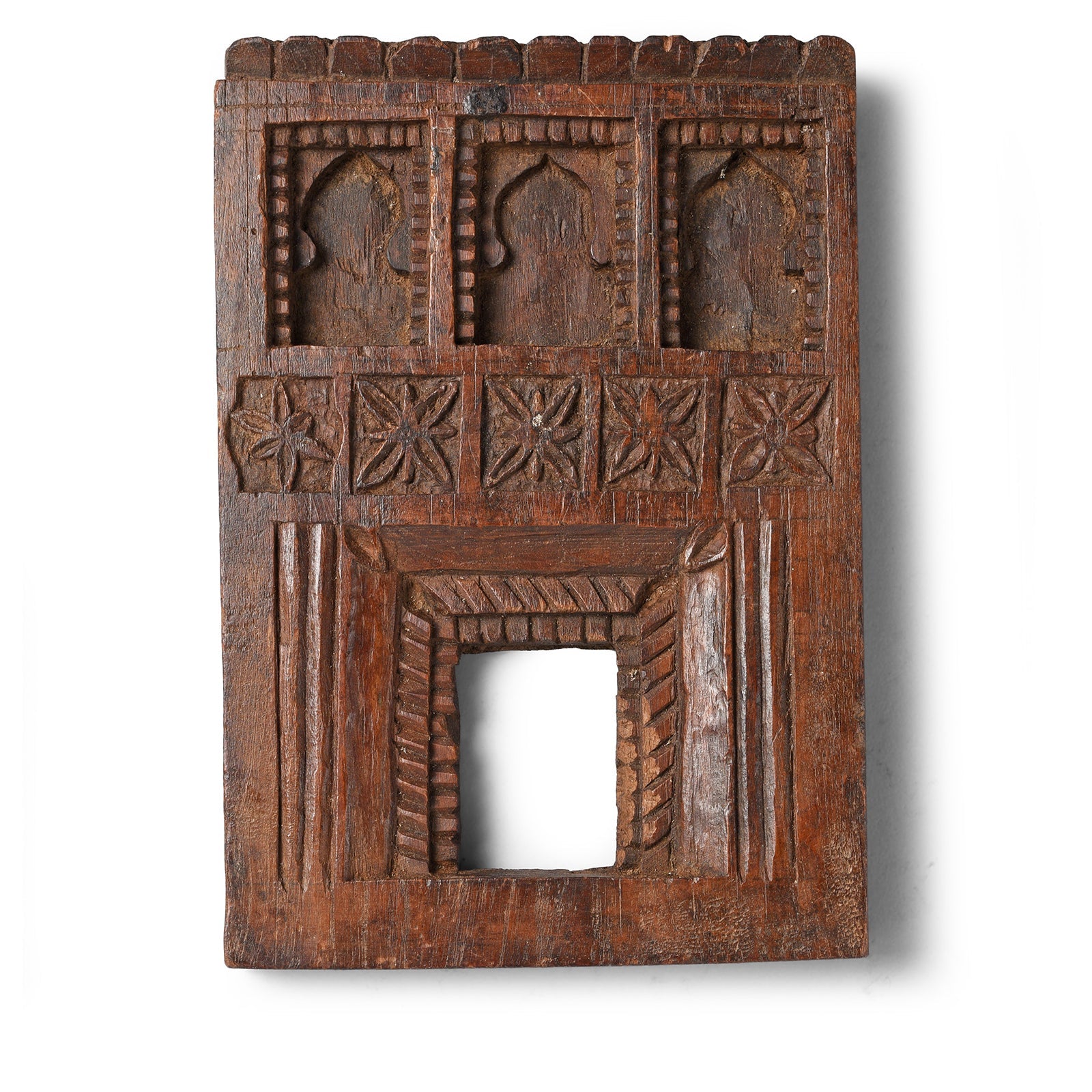 Carved Teak Votive Panel From Andhra Pradesh - Ca 1920's