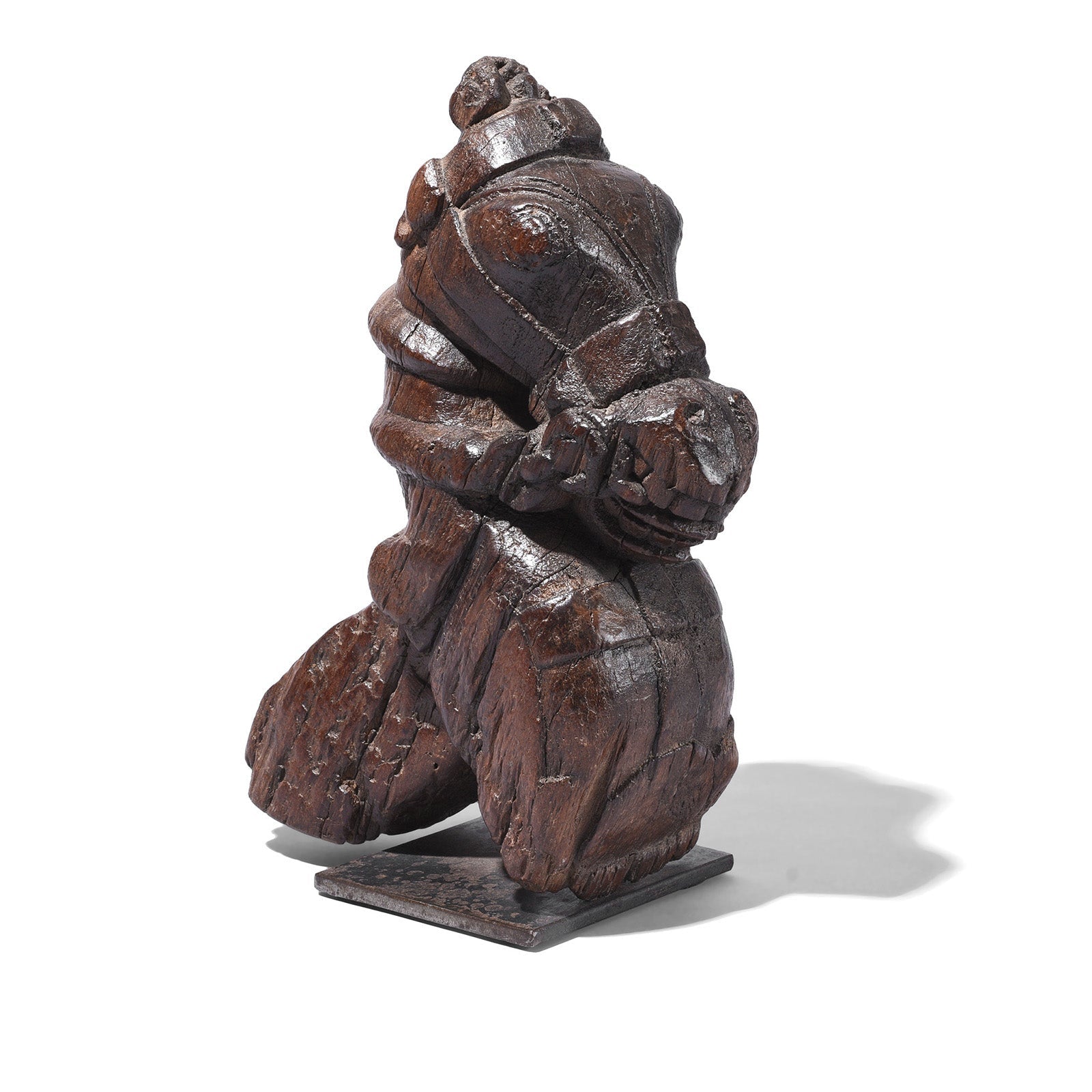 Carved Teak Horse Head Corbel On Stand From Gujarat - 19th Century