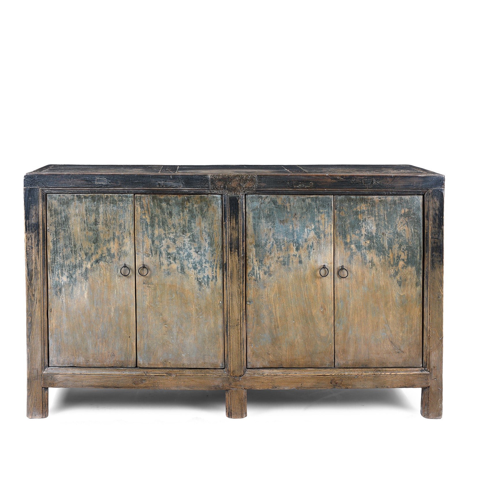Painted Elm & Poplar Sideboard From Gansu - 19th Century