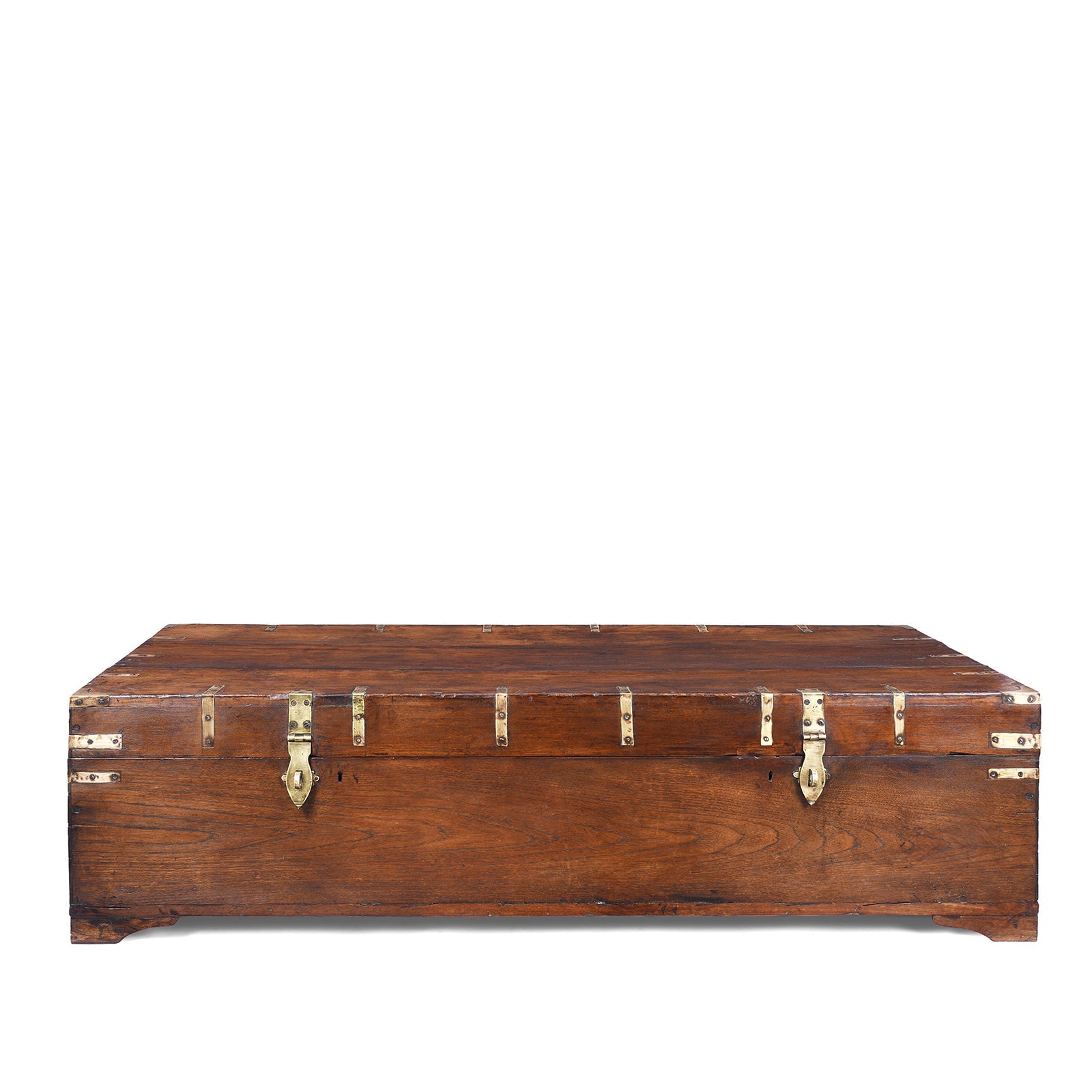 Large Brass Bound Teak Campaign Chest  - 19th Century