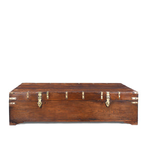 Large Brass Bound Teak Campaign Chest  - 19th Century