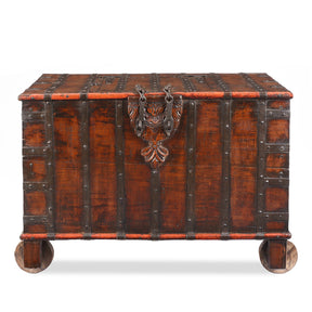 Iron Bound Wheeled Chest From Gujarat - 19th Century