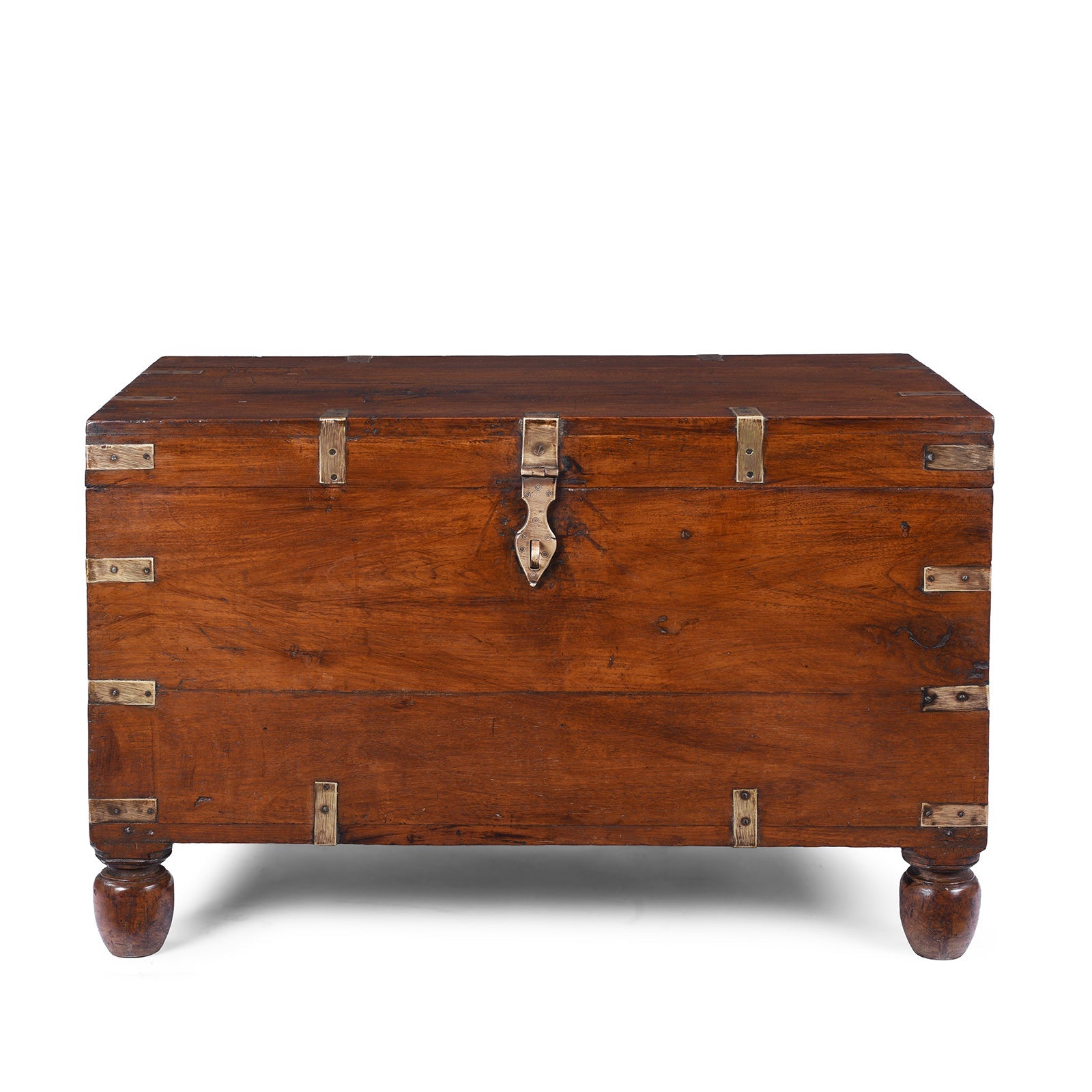 Brass Bound Teak Military Chest - 19th Century