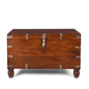 Brass Bound Teak Military Chest - 19th Century