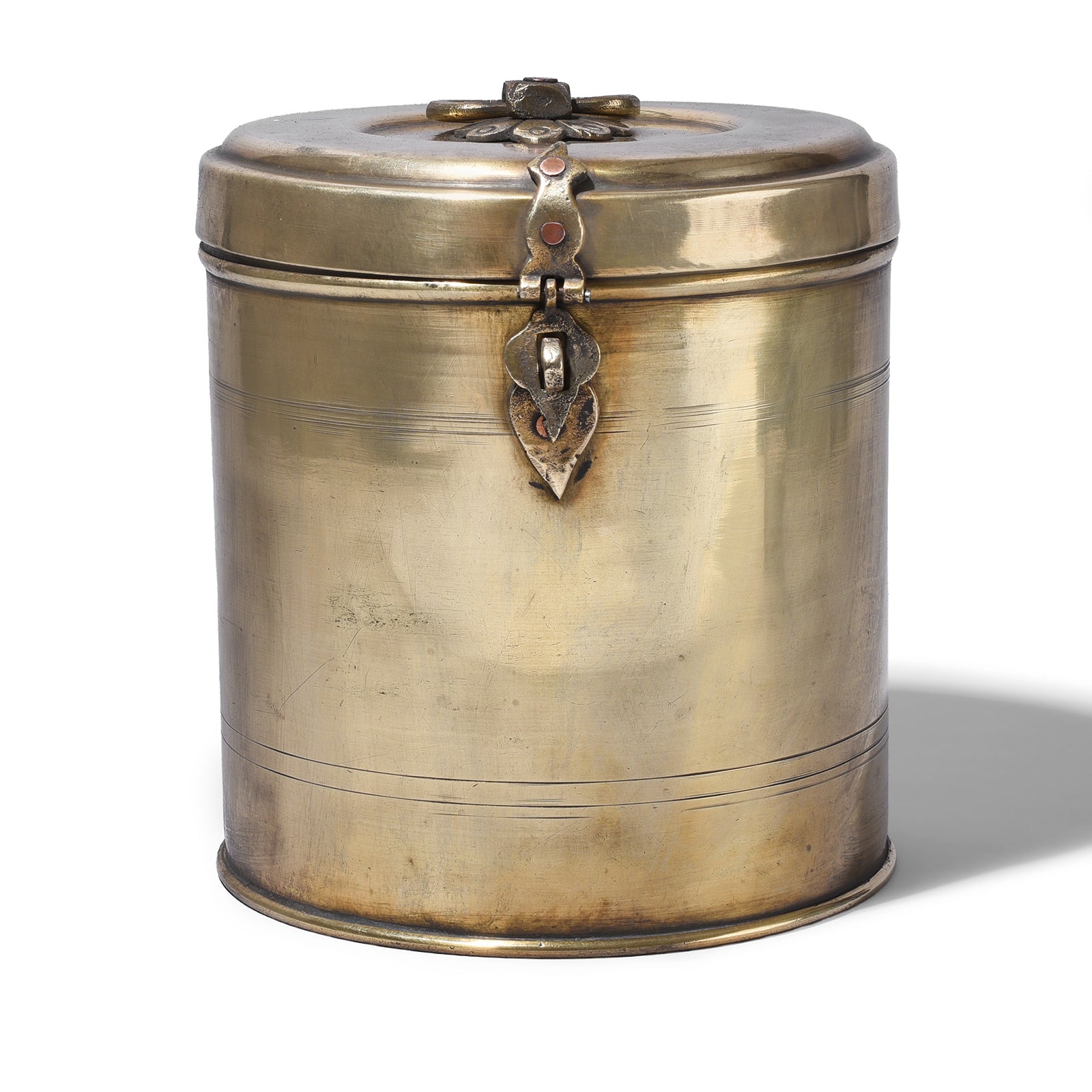 Large Brass Food Caddy From Bombay - Ca 1920