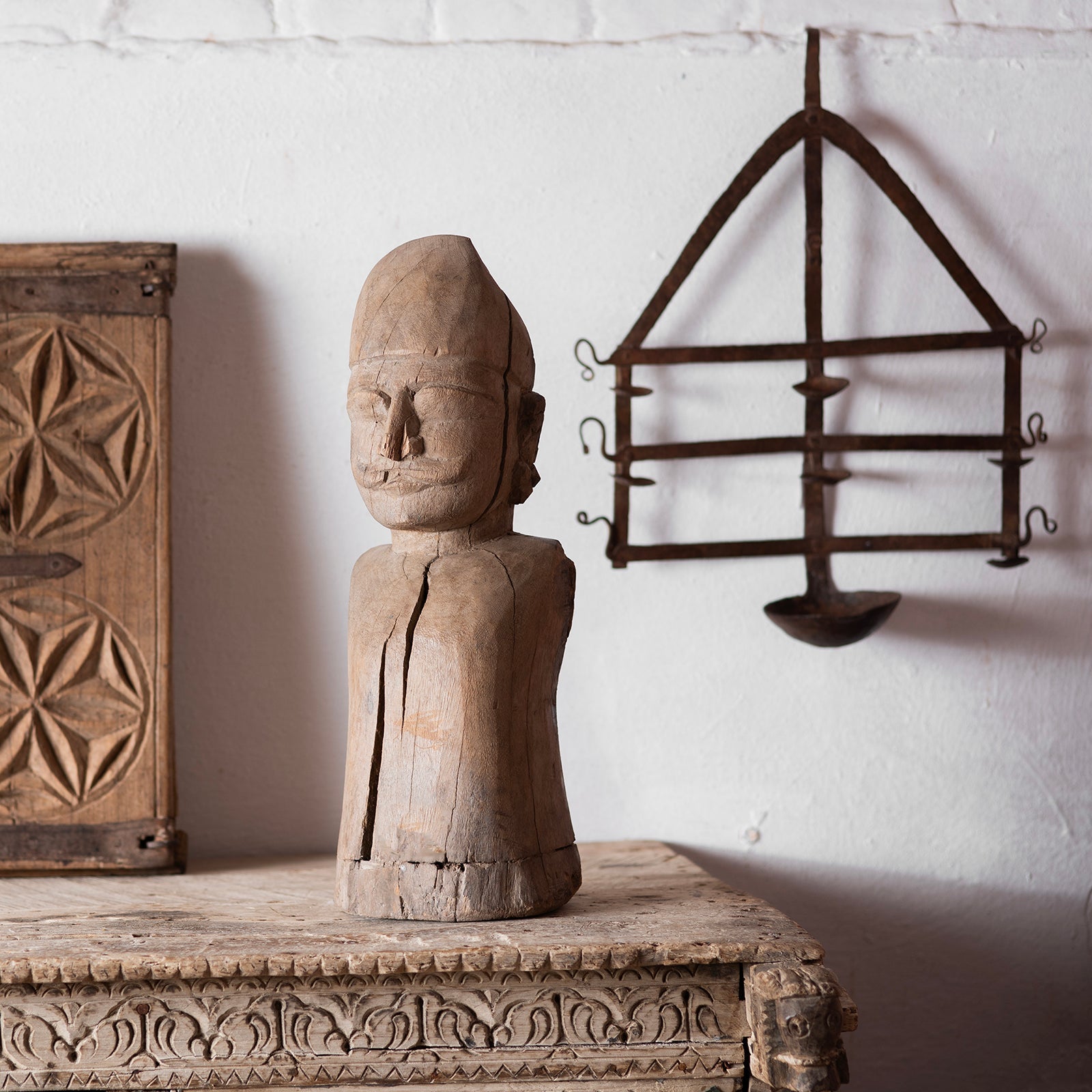 Carved Teak Rajasthani Figure - 19th Century