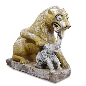 Carved Stone Lion & Elephant From Kutch - 19th Century