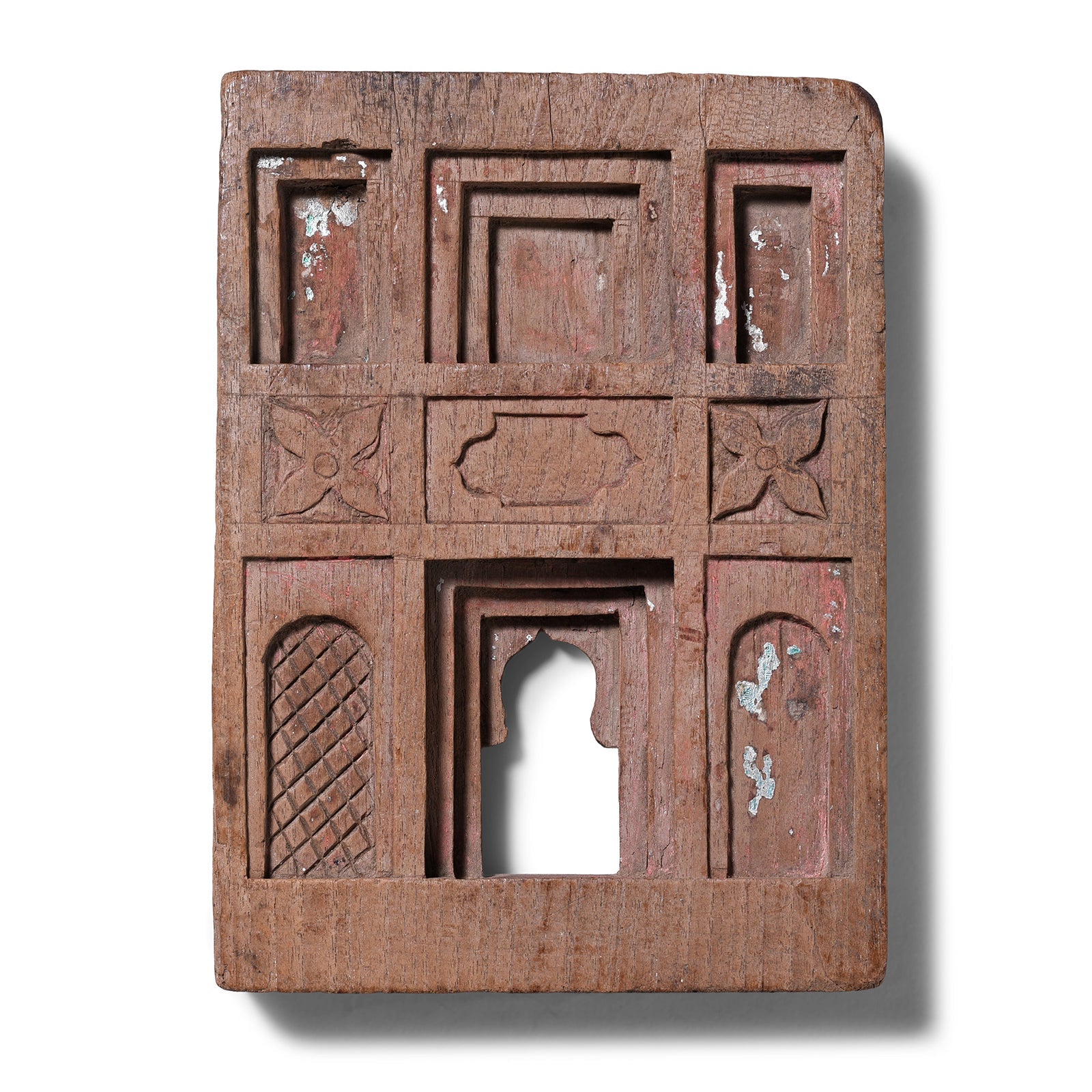 Carved Teak Votive Panel From Andhra Pradesh - Late 19th Century