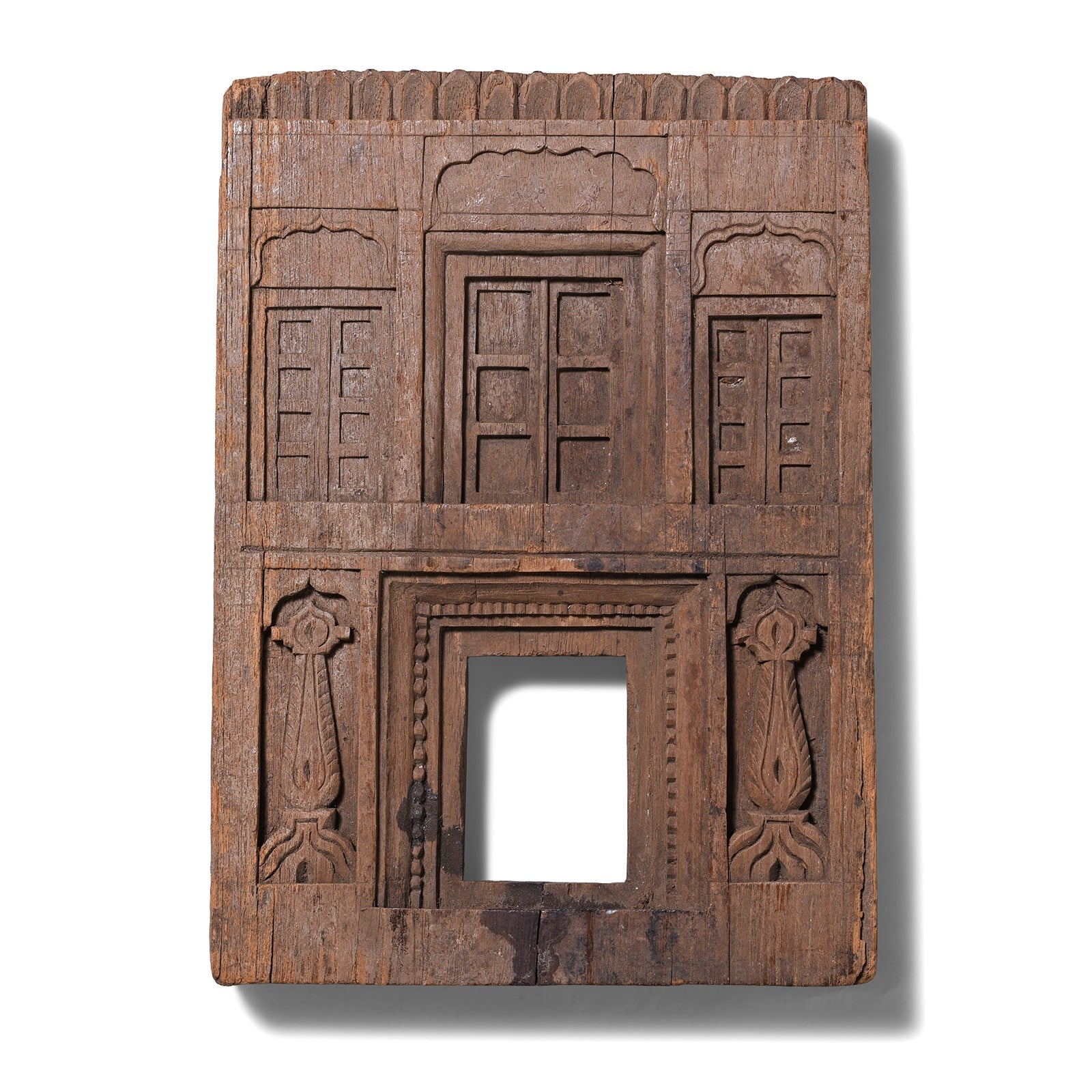 Carved Teak Votive Panel From Andhra Pradesh - Late 19th Century