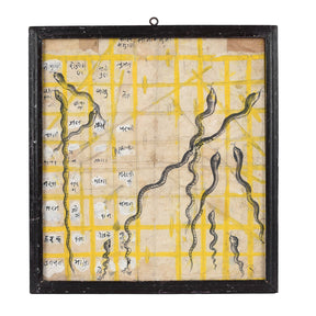 Framed Painted Indian Horoscope From Rajasthan - Ca 1920's
