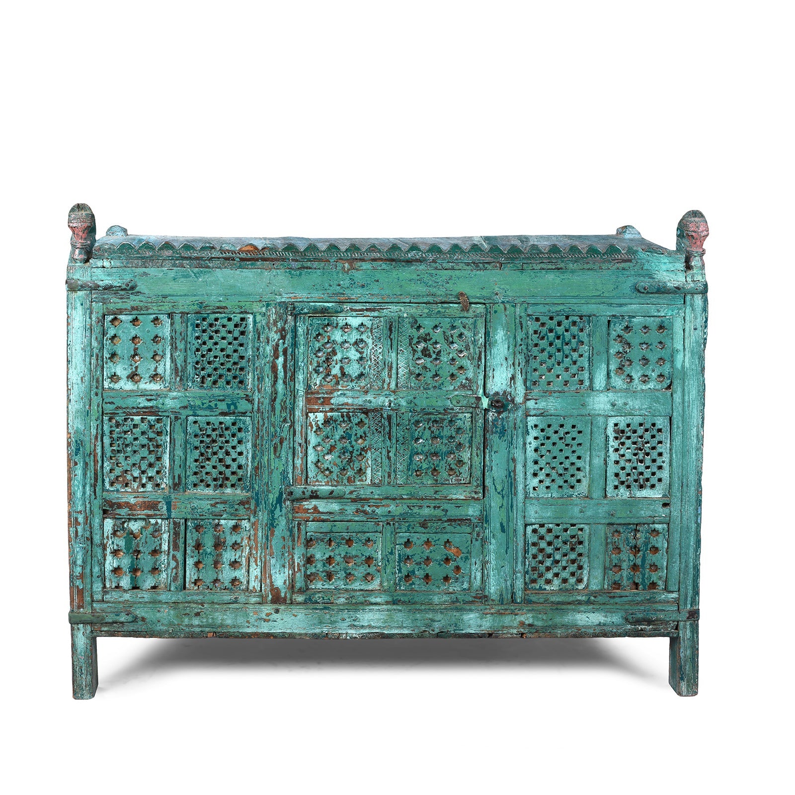 Green Painted Majus From Gujarat - 19Thc