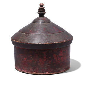 Large Red Lacquer Pot From Uttar Pradesh - Ca 1930