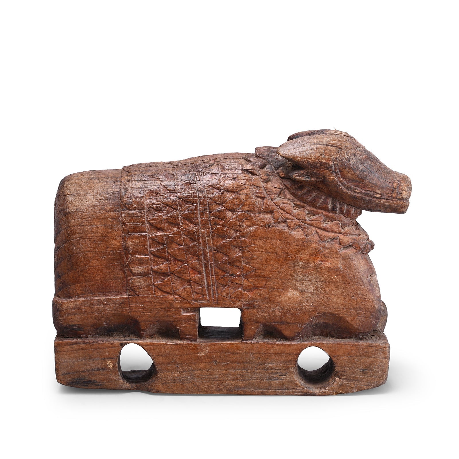 Carved Teak Nandi Bull From Rajasthan - 19th Century